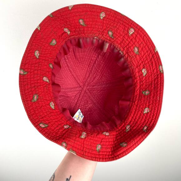 90s Vintage Quilted Paisley Bucket Hat Red - Picture 4 of 8